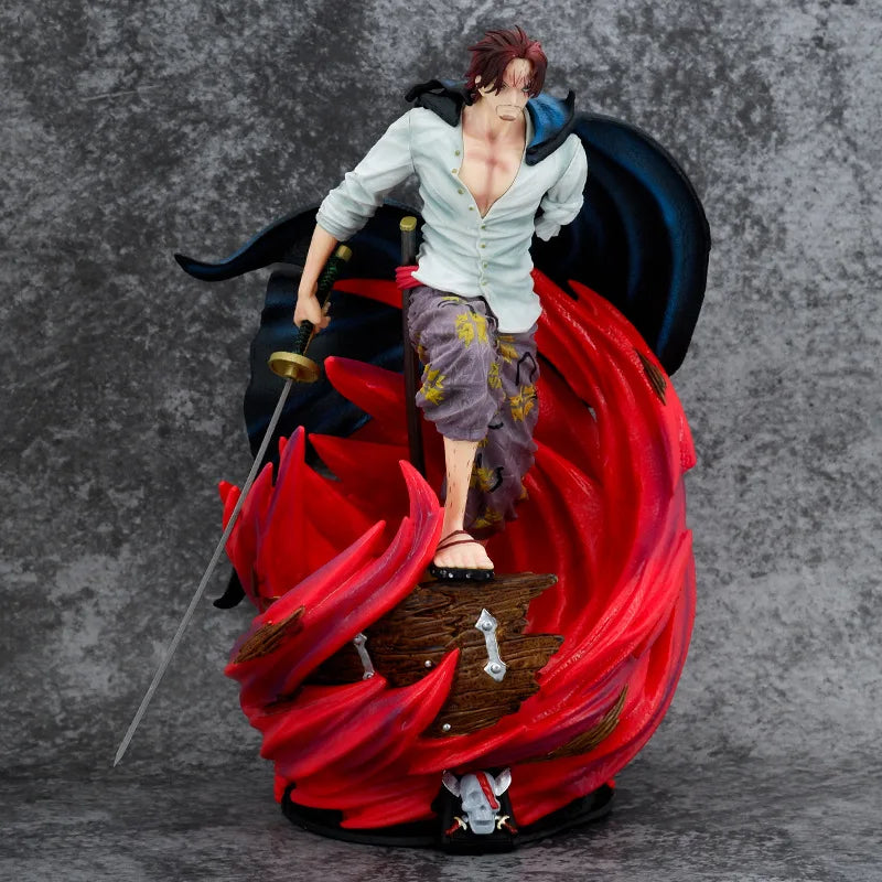 36cm One Piece Anime Figure Gk Red Haired Shanks Four Emperor Knife Pulling Scene Pvc Model Pendant Statue Toy Dolls Kids Gift S