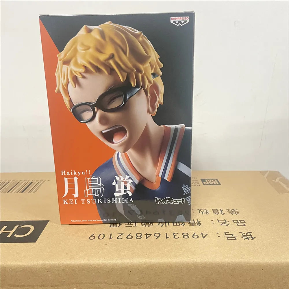 Original In Stock Genuine Banda Banpresto Haikyuu!! Kei Tsukishima PVC Posing Figure Model Anime Desktop Ornament Doll Toys Gift