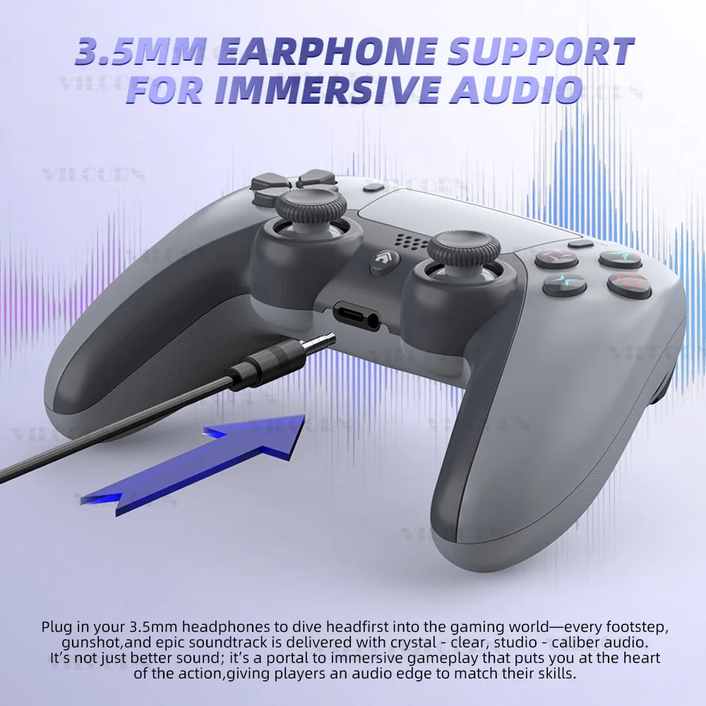 P4 Wireless Gamepad for PS4 Bluetooth-compatible Game Controller for PS4 Slim/PS4 Pro/Win 10 PC Steam Platform 6-Axis Joystick