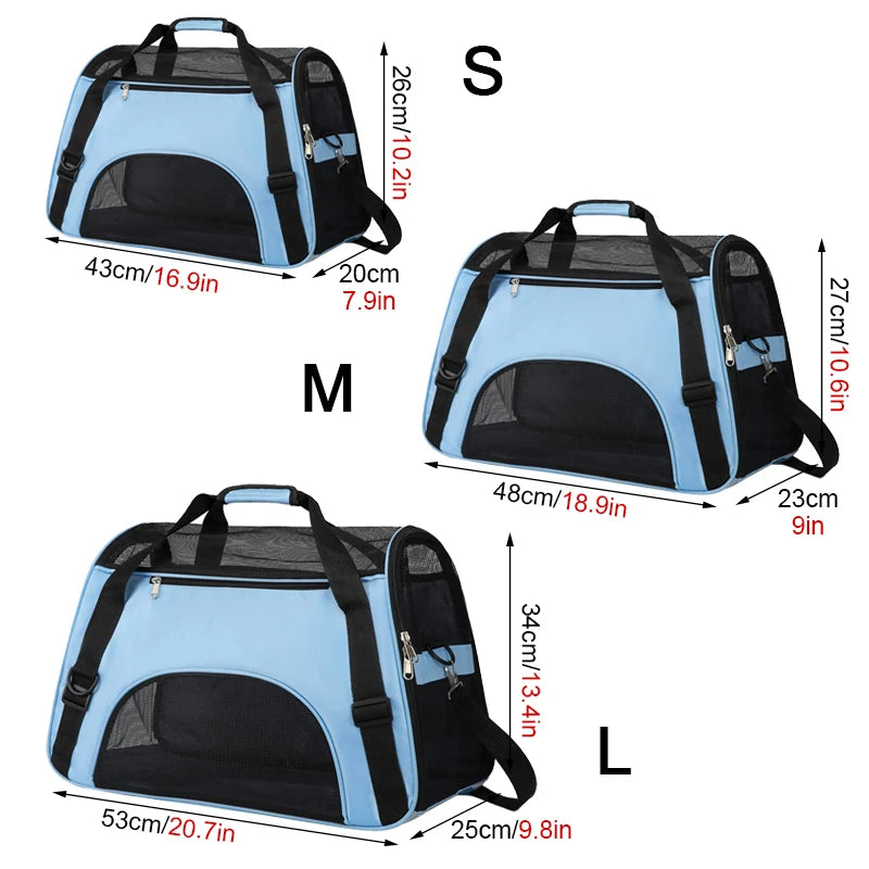 Portable Pet Bag,Suitable for Small Medium Pet Carrier,Soft Sided Puppy Cat Bag Portable Foldable Airline Approved Transport Bag