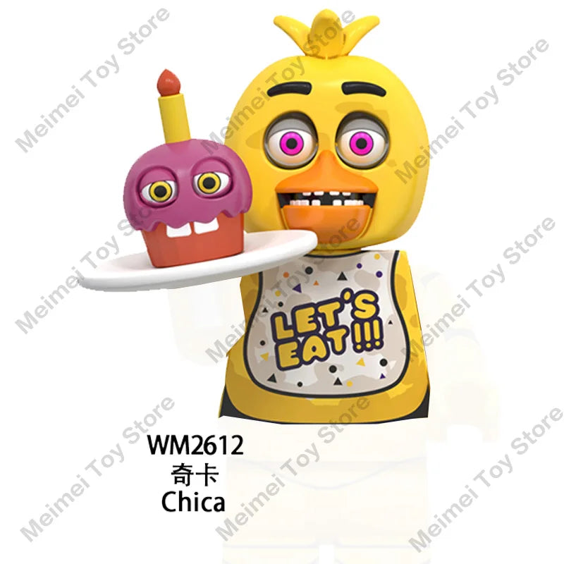 FNAF Five Nights Freddyed Building Blocks bricks Nightmare In Stock Chica Animals Bear Fox Duck Rabbit Model PVC Action Figure