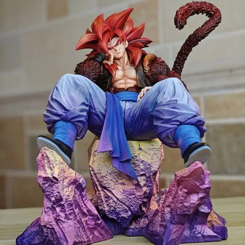Anime Dragon Ball Sitting Pose Super Saiyan 4 Gogeta Action Figures Static Statue Model Ornament Collection Trendy Toy Boy Gift