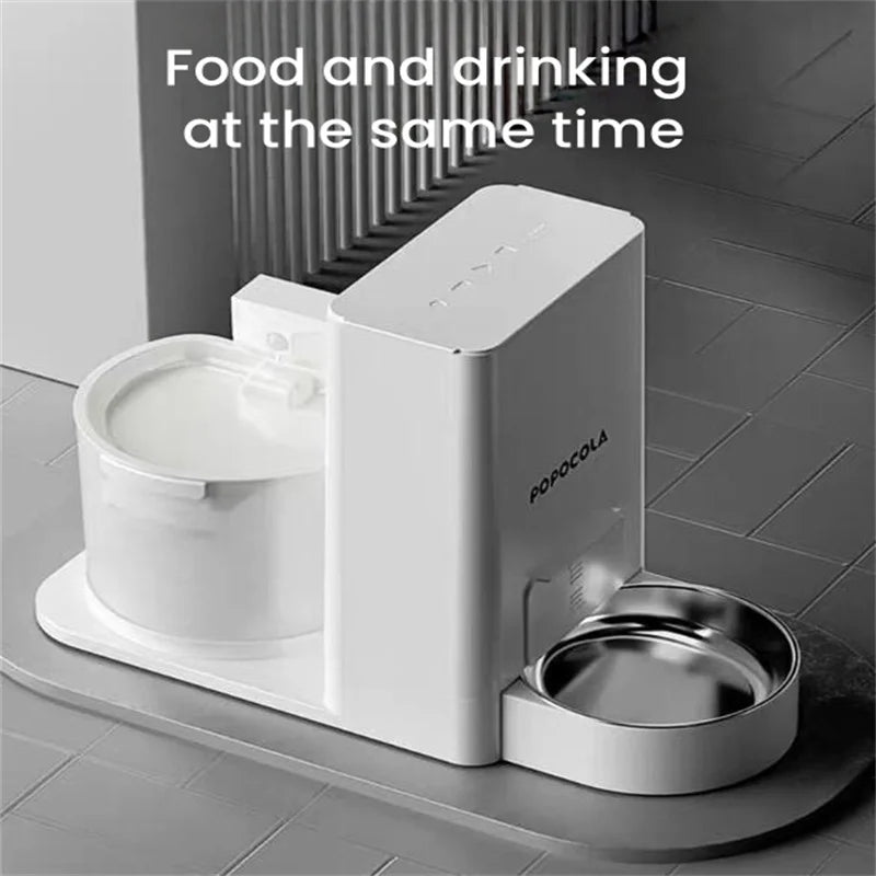 Wireless Cats Water Feeder Material Feeding and Soak Rechargeable Battery Operated Gravity Stainless Food Bowl Pet Fountain