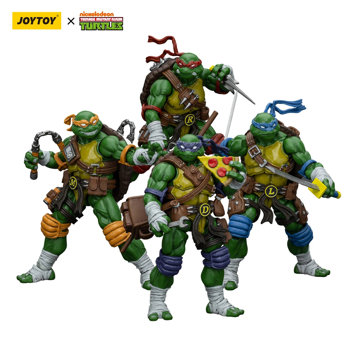 [НАЛИЧНОСТ]JOYTOY TMNT Фигури Микеланджело, Донатело, Леонардо и Рафаел, 4 бр., 1/18 Аниме, Военен модел