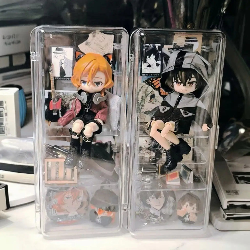 26cm High Transparency Doll Display Case BJD Storage Box Mini Showcase Dustproof Cabinet for OB11 1/12 1/6 Dolls GSC Figures