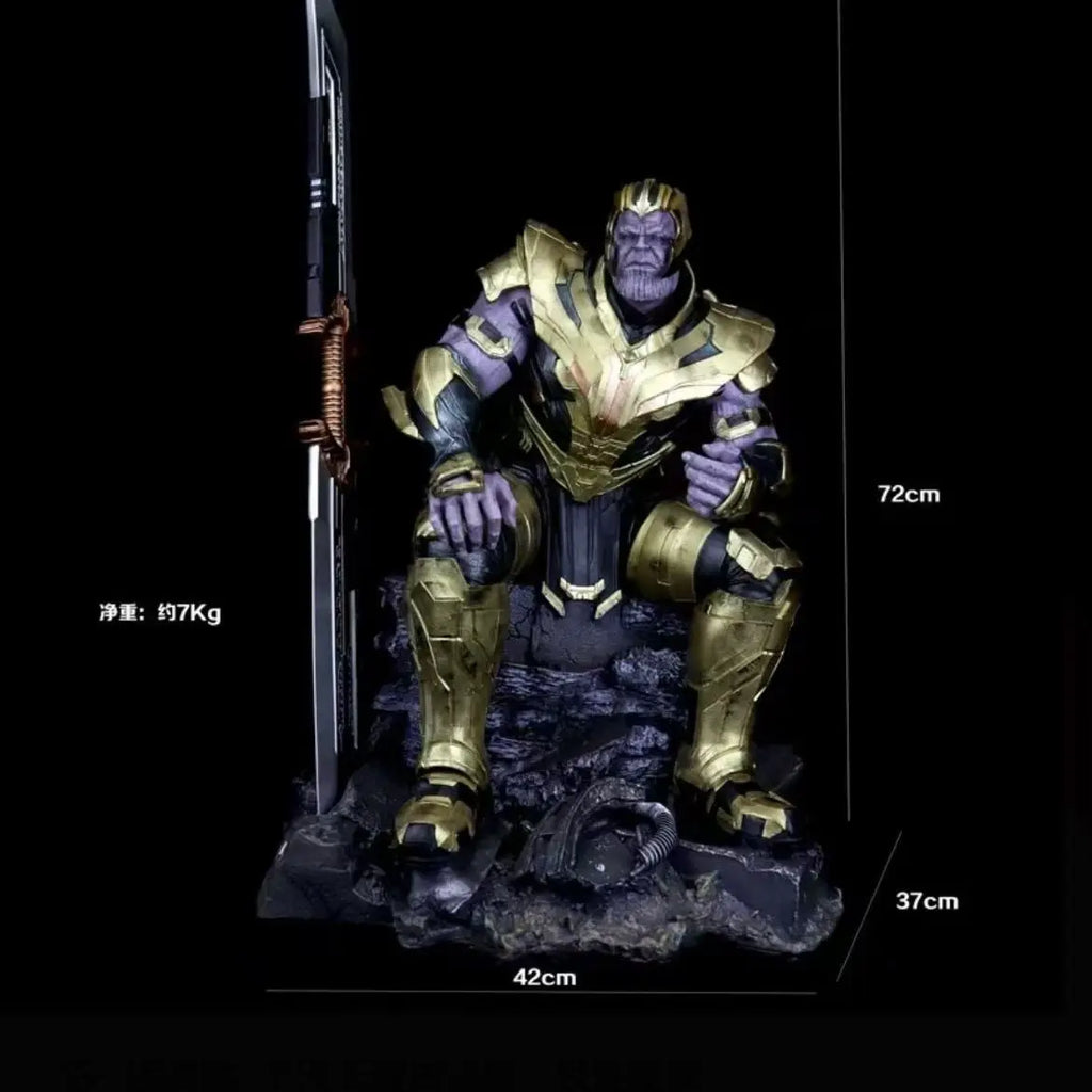 Marvel Thanos Sitting Resin Action Figure Large Size with Replacement Head Carving Statues Collectible Gift Toy for Boys