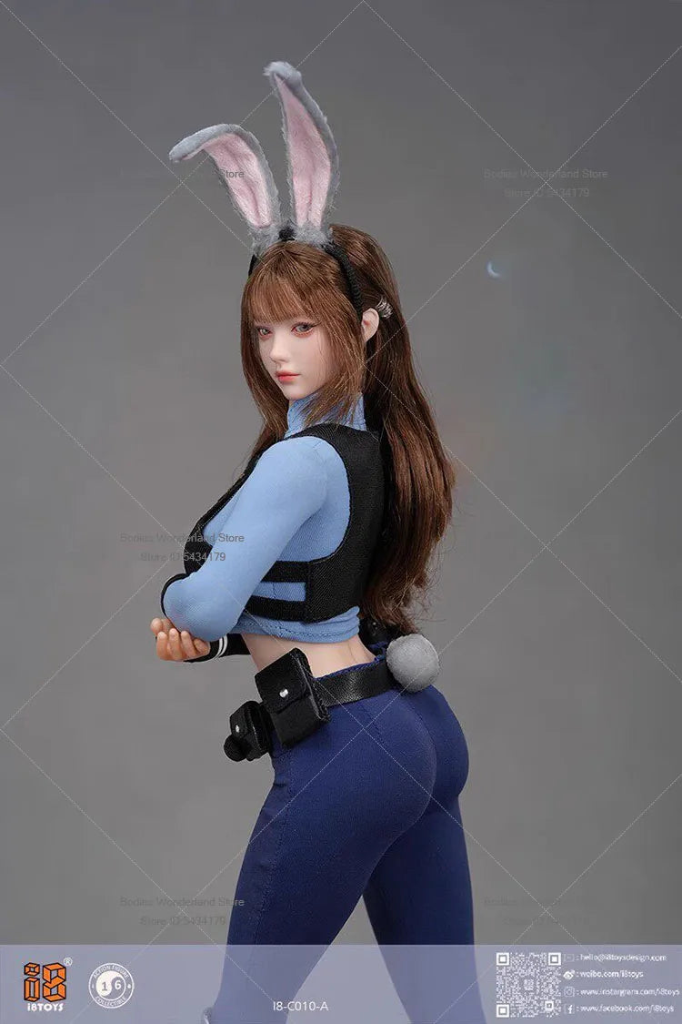 In Stock I8TOYS I8-C010 1/6 Scale Female Soldier Rabbit Police Uniform Clothes Set With Movable Eye Head For 12'' Action Figure
