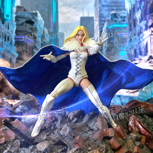 1/12 Men Soldier Anti-Hero Emma White Battle Goddess White Fur Collar Cloak Combat Costume Fit 6Inch ML Action Figure Body