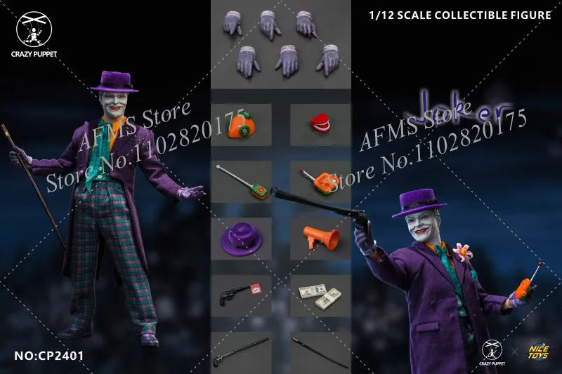 CPTOYS X NICETOYS CP2401 1/12 Scale Collectible Figure Bat Hero Clown Jack Nicholson 6Inch Men Soldier Action Figure Model Toys