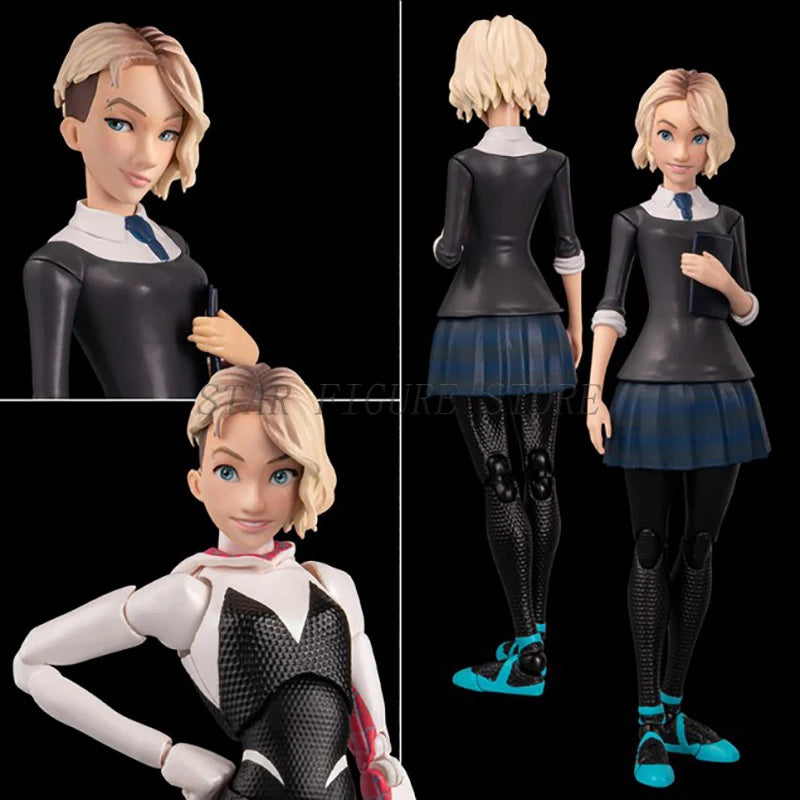 13cm Sv Action Gwen Stacy Action Figure PVC Collection Sentinel Marvel Spider-Man Into the Spider-Verse Spider-Gwen Model Toys