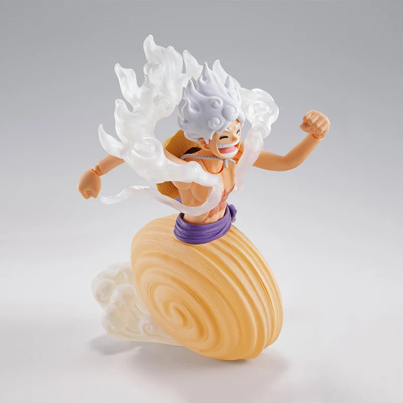 Bandai One Piece Model Kit Genuine SHF Monkey D Luffy Gear5 Future Island Eggheao Anime Action Figure Collection Finished Model