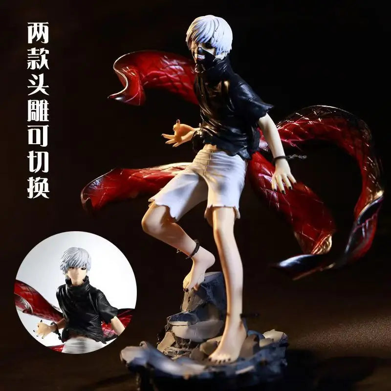 Tokyo Ghoul Kaneki Ken 21cm Figure Mask Model Doll Anime Two Heads Statue Ornament Cool Fight Gifts Toys