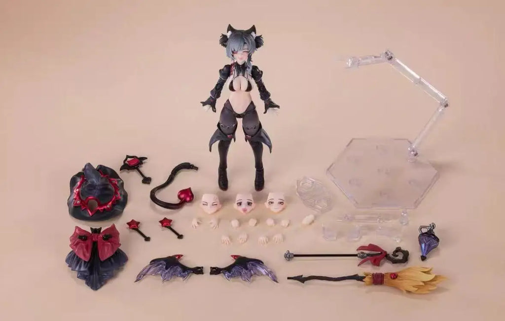 In Stock Dimensional Concrete Witch Apprentice Neko Hoshikawa 1/12 Movable Finished Figure Red Hair/black Hair