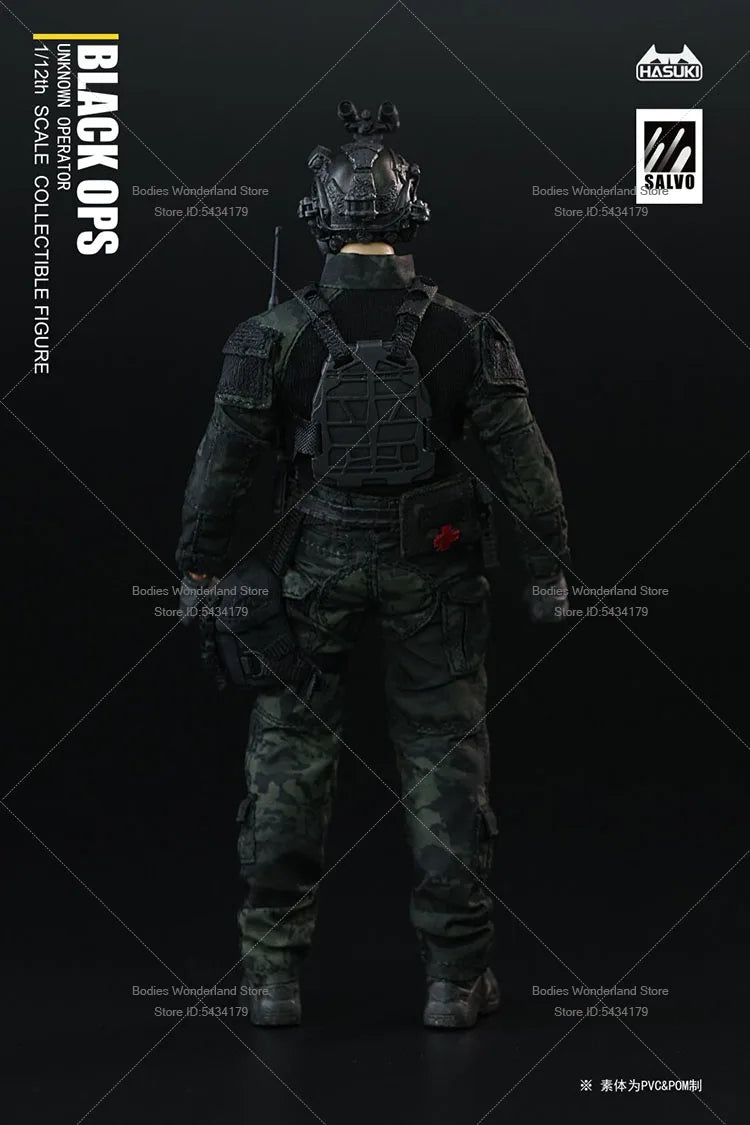 In Stock HASUKI SA01 1/12 Scale Male Soldier Black Ops SALVO Series Unkown Operator 6inch Action Figure Doll Collection