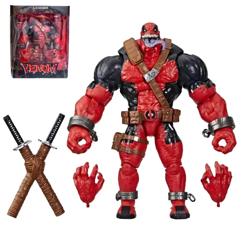 Marvel Venompool Deadpool Posable Action Figure Set Collectible Jointed Model Doll Desktop Decor For Kids Adults Toy Collectors