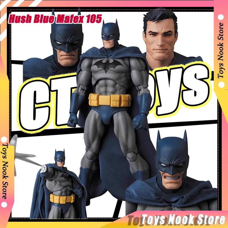 2025 New CT Toys Batman Action Figure Hush Blue Mafex 105 Black Version Bat Man Anime Figurine Model Collection Kid Toys Gifts