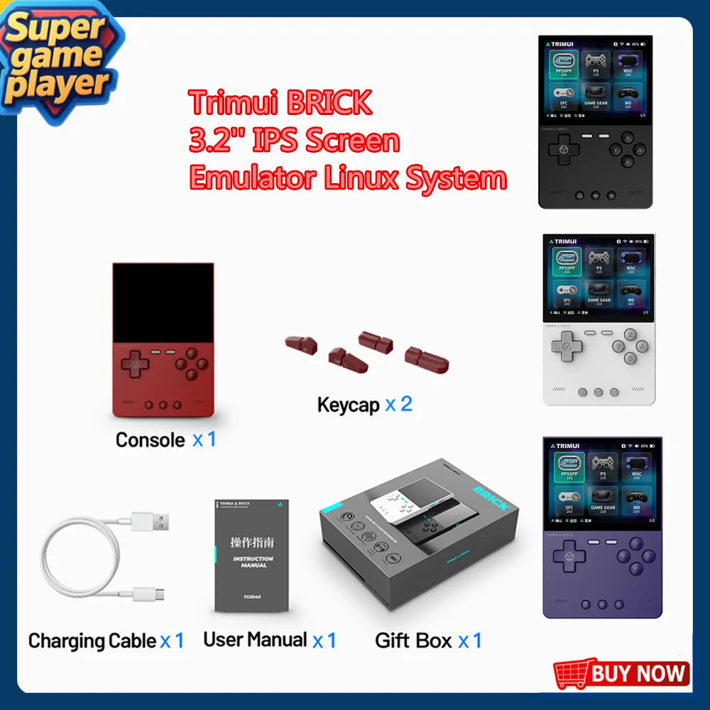 BRICK Handheld Game Players Consoles 3.2'' IPS Screen Emulator Linux System Portable Retro Video Games Allwinner