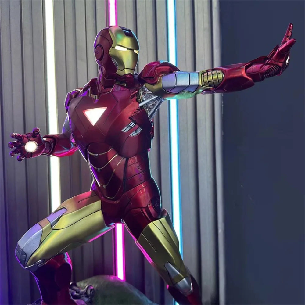 50cm The Avengers Movie Figure Iron Man Peripheral Resin Model Scene Glow Statue Desktop Decorate Ornaments Birthday Gifts Toys