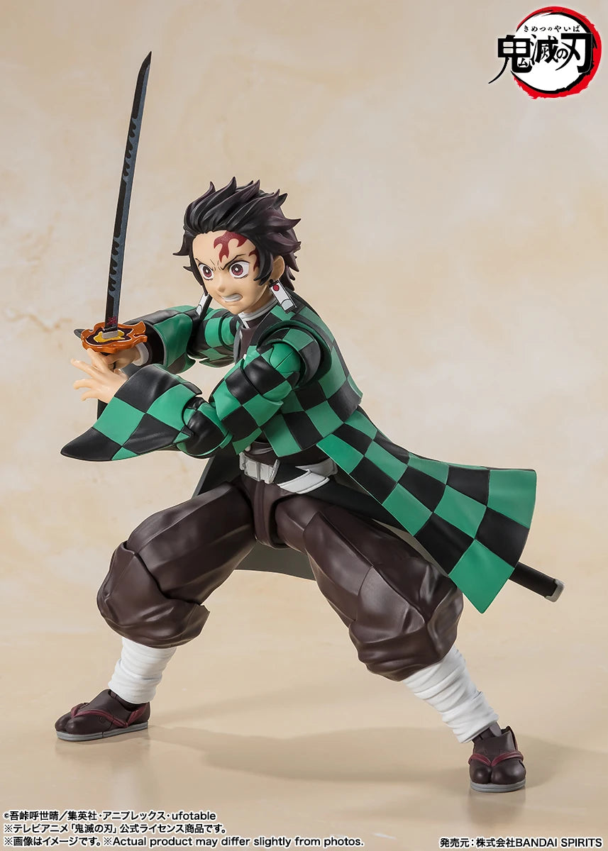 In stock Bandai Original Demon Slayer S.H.Figuarts Kamado Tanjirou About 14 cm Action Figures Collection Model Toy Gift