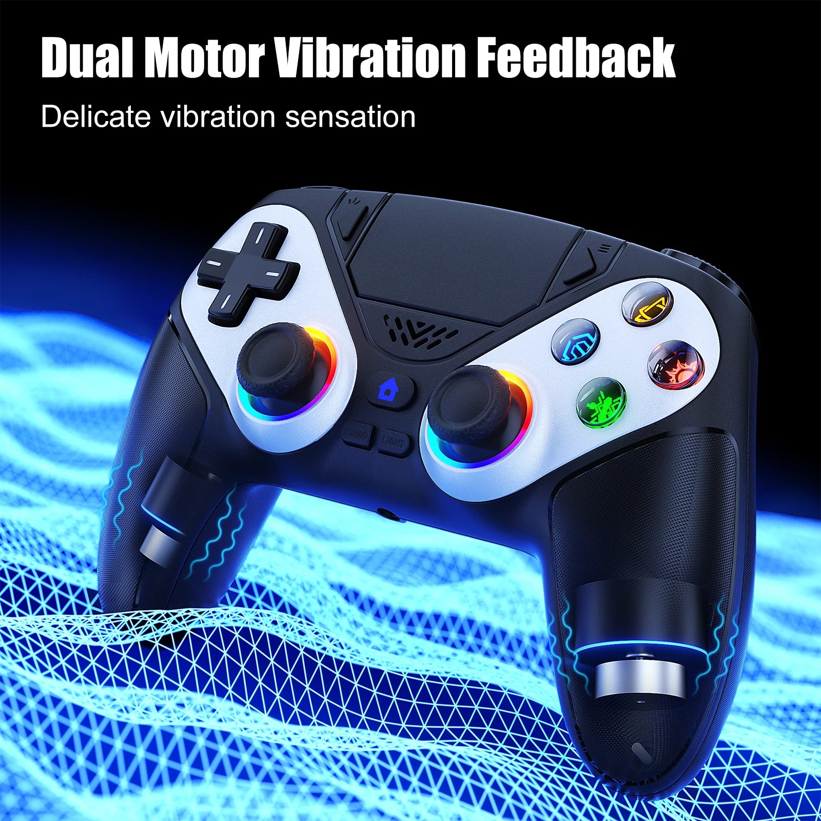 Controller for PS5/Playstion 5 Pro/Slim/PC Console Wireless Gamepad Game Joystick RGB Lights Turbo Touchpad Hall Trigger Rocker