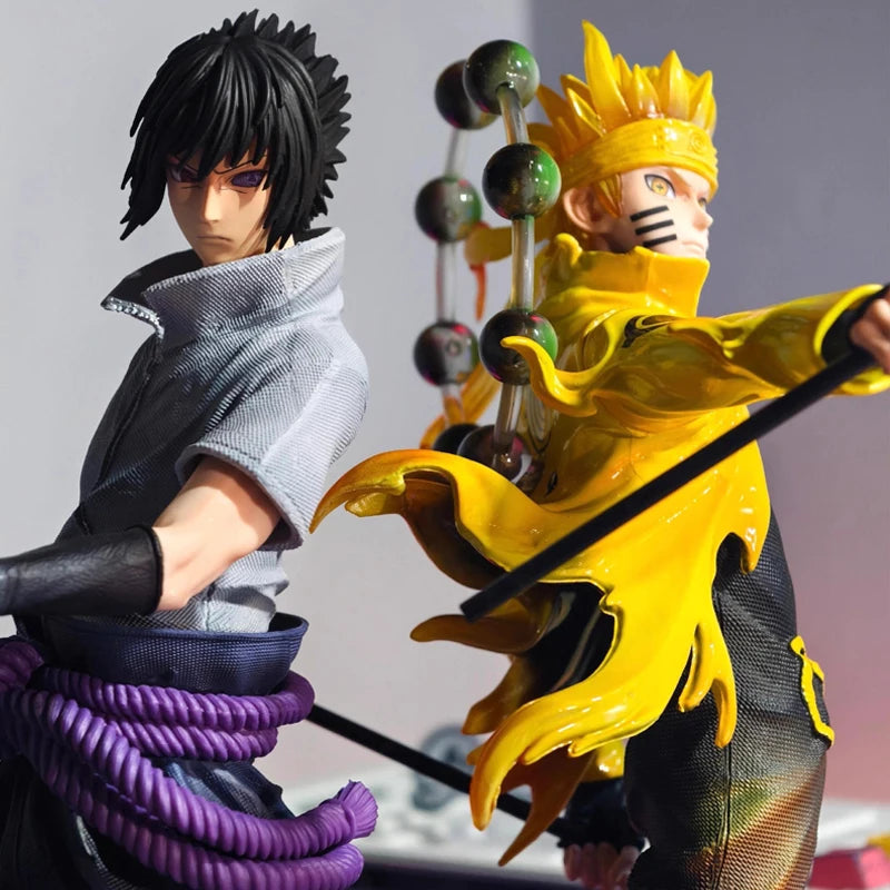 Anime Naruto Shippuden Figur Naruto Uzumaki Uchiha Sasuke Actionfigur 38 cm PVC-Spielzeugstatue Sammlung Modell Geburtstagsgeschenke