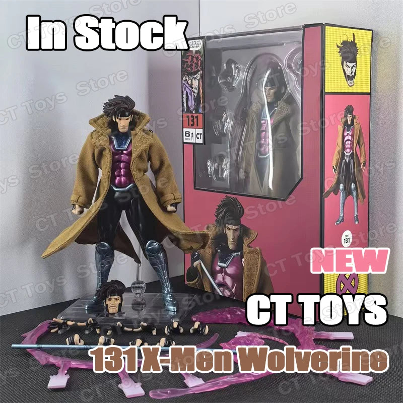 CT Toys Gambit Figure Mafex 131 X-Men Wolverine Shf Anime Action Figure Collectible Model Statue Figurine for Gift