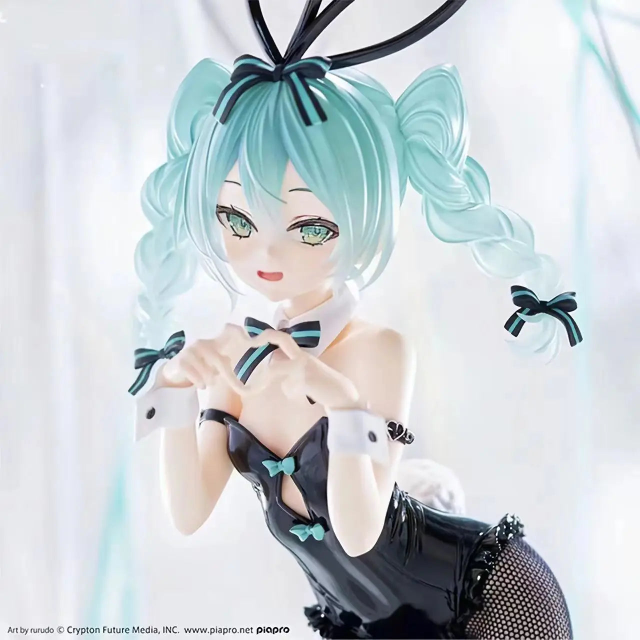 28cm Hatsune Miku Anime Girl Figures Cartoon Black Silk Rabbit Girl Miku Figurines Car Decoration Doll Model Kids Toys Fans Gift