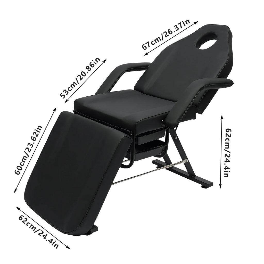 Tattoo Chair for Client with Tray Facial Bed Lash Bed for Eyelash Extensions Massage Table Salon Chair (Black)