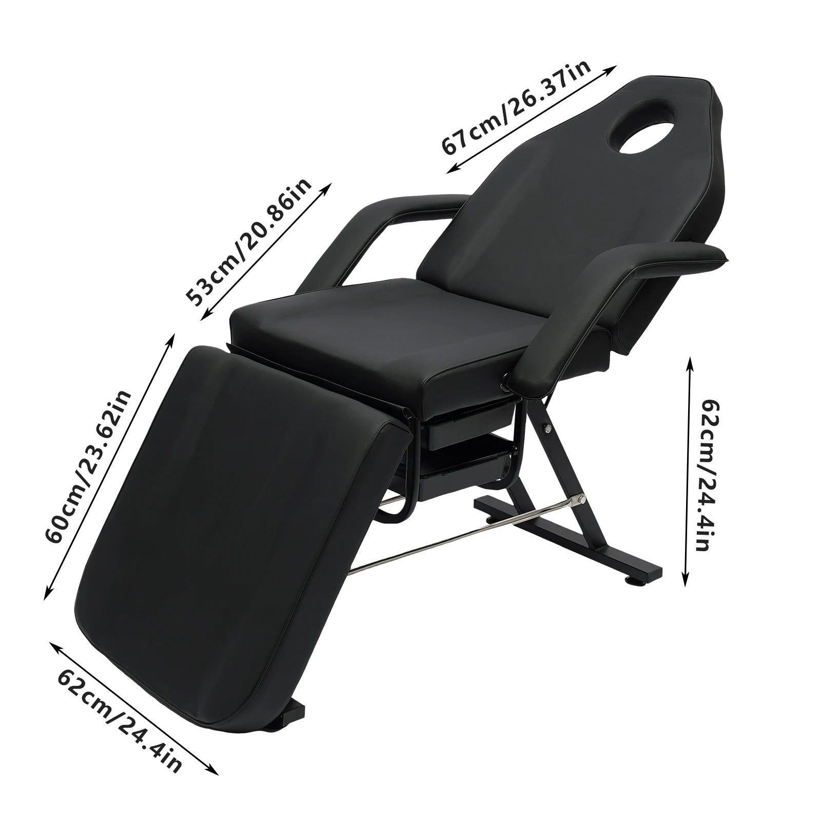 Tattoo Chair for Client with Tray Facial Bed Lash Bed for Eyelash Extensions Massage Table Salon Chair (Black)