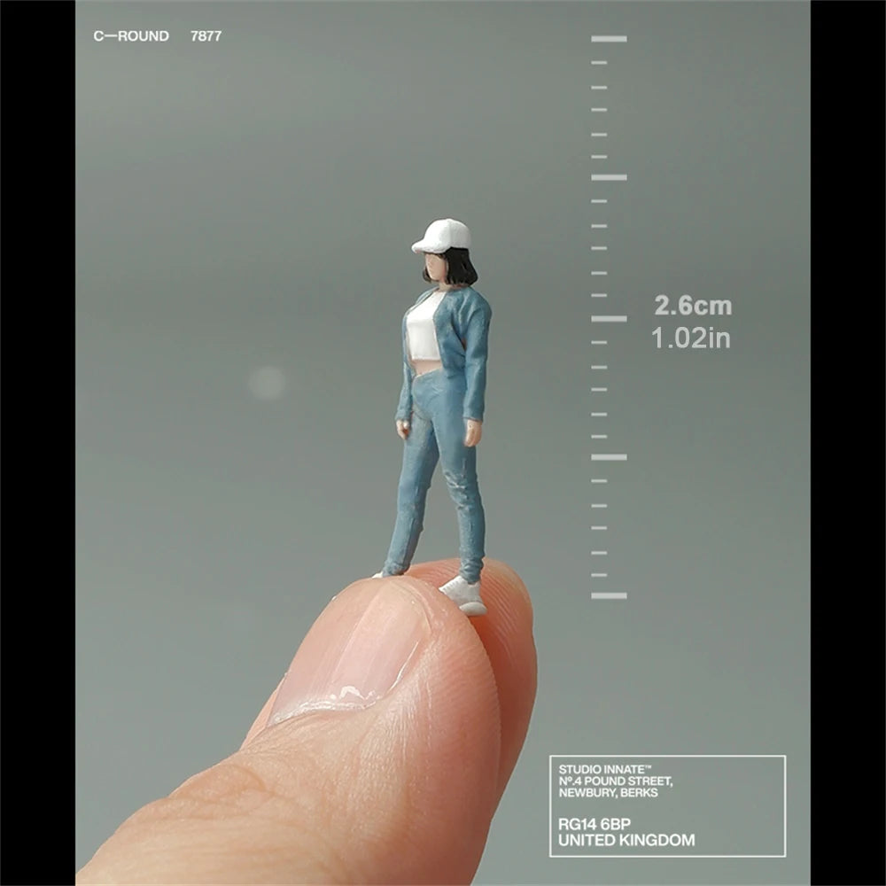 Kicarmod 1/64 Scale Model Figurine the Girl in the Denim Suit Figure Miniature Doll Model of in Scale Diecast Model