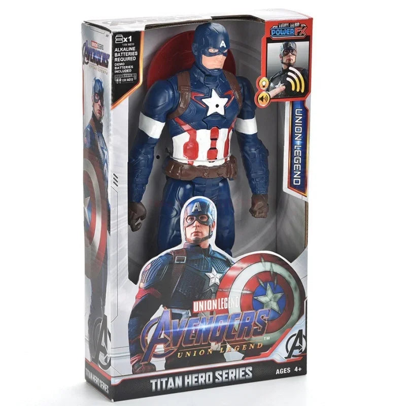 30cm Marvel Avengers Toy Thanos Hulk Spiderman Iron Man Captain America Thor Black Panther With Sound And Light Action Toy Gifts