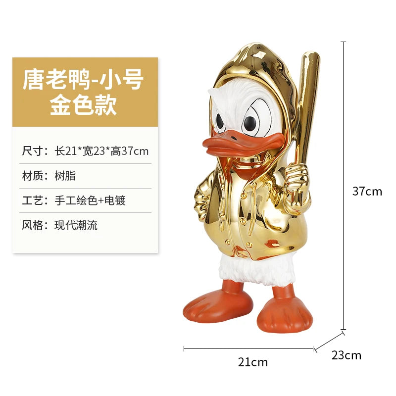 Disney New Donald Duck Statue Electroplate Punk Cartoon Donald Duck Resin Model Sculpture Desktop Ornaments Home Decor Gifts