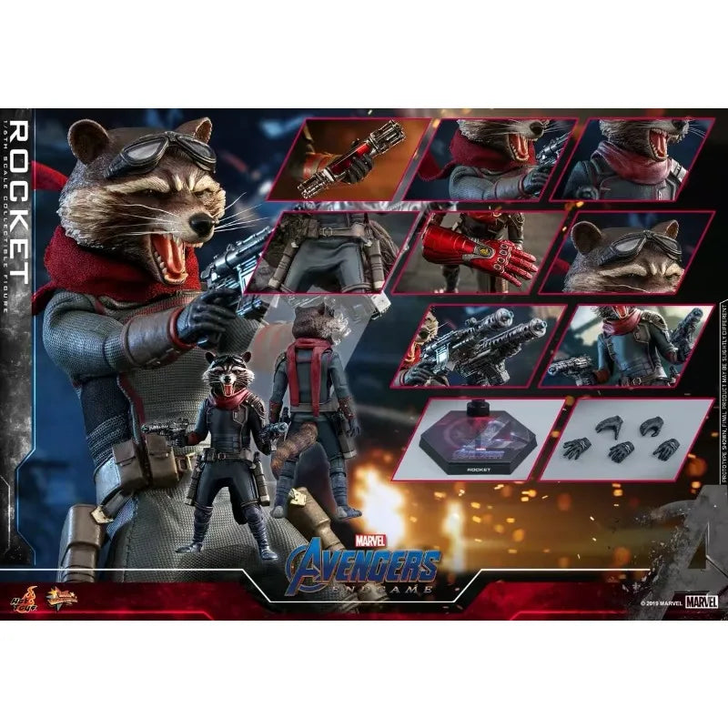Original Hot Toys MARVEL AVENGERS ENDGAME 4 ROCKET Raccoon Anime Figure Toys Model Collection