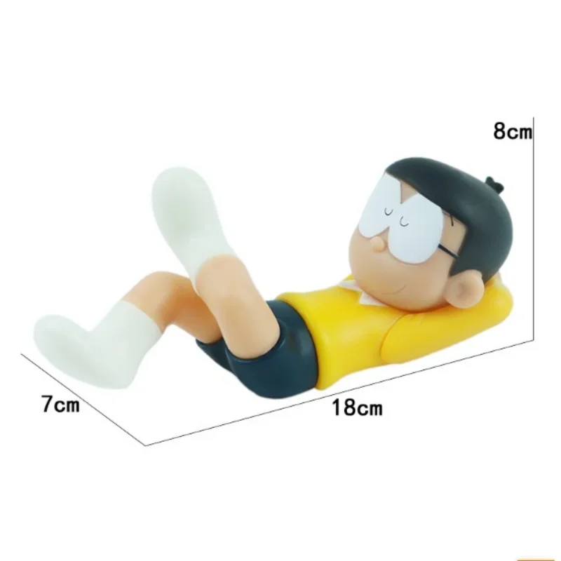 Anime Doraemon Nobita Nobi Sleep Car Decoration Kawaii Action Figure Blue Fat Collectible Model Toy Dolls Kid Birthday Gifts