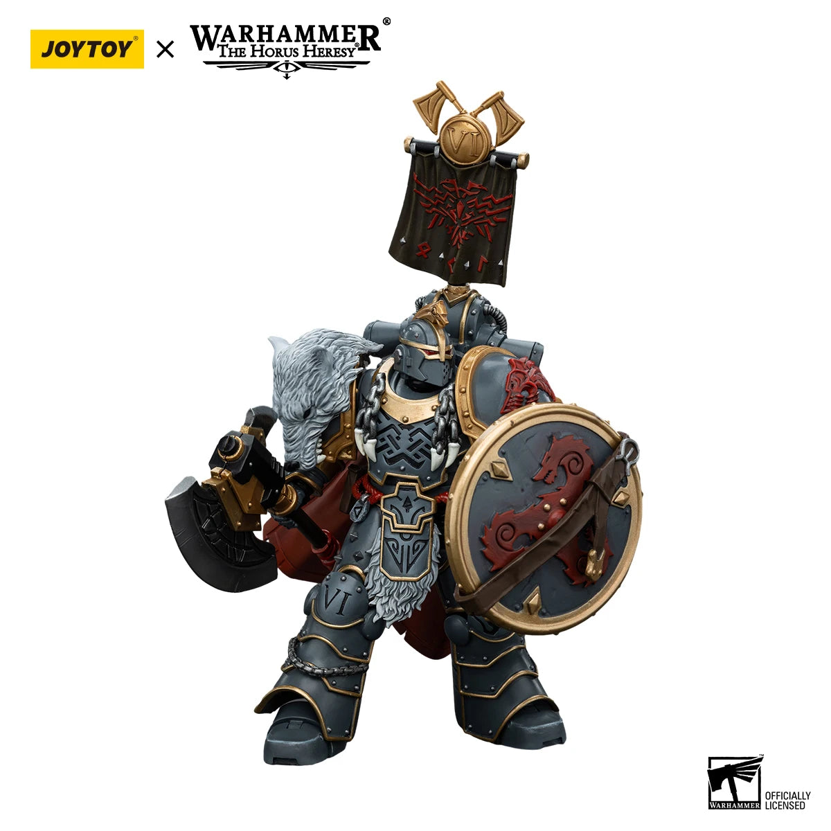[IN STOCK] JOYTOY Warhammer 30K 1/18 Action Figure Space Wolves Legion Praetor with Power Axe and Combat Shield Model