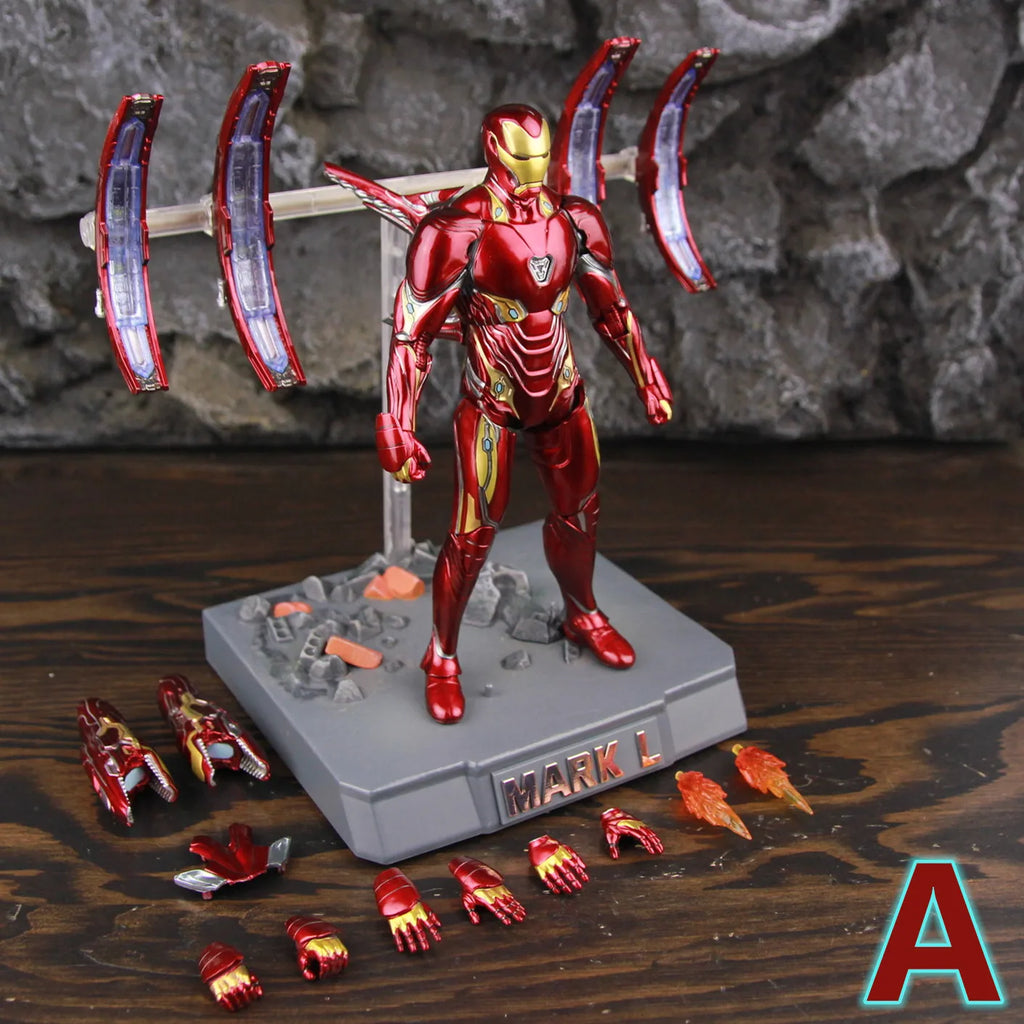 ZD Toys Deluxe Ironman Mark L 50 MK50 Nano Armor Weapons 7" Action Figure LED Light Platform Tony Stark Infinity War Model Doll