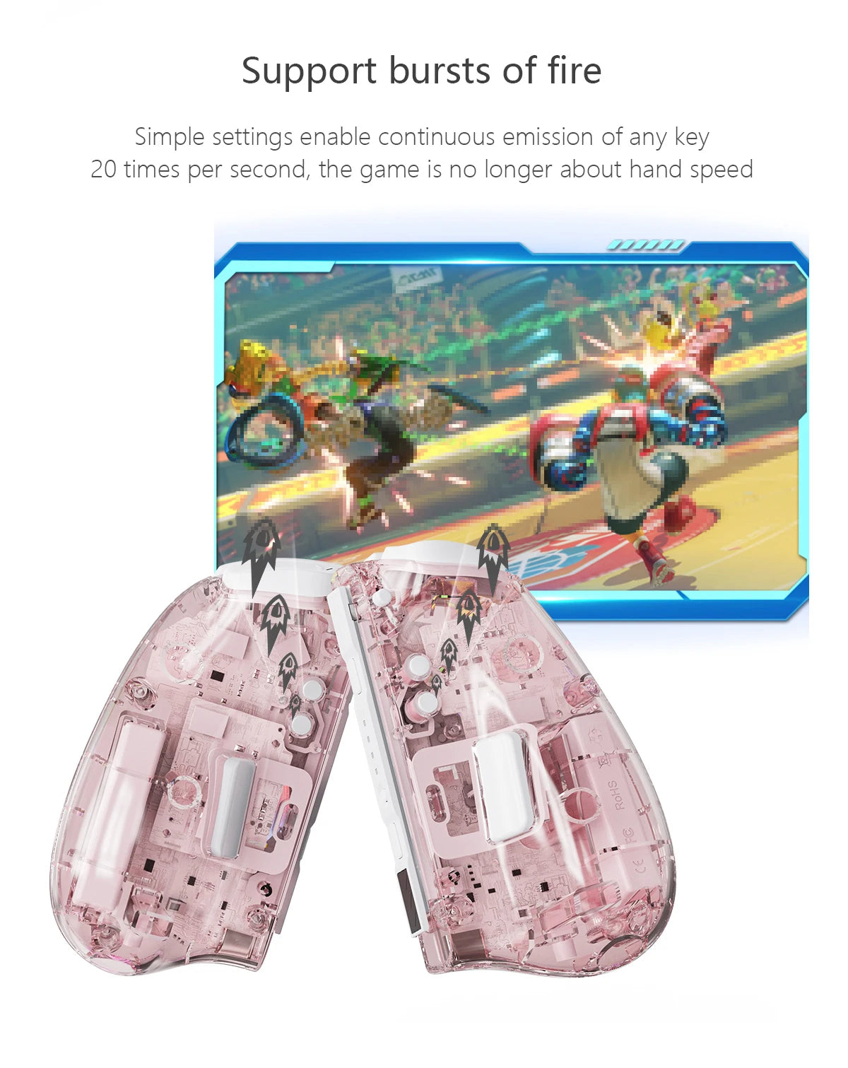 Meteor Light Joycons Wireless Controller for Switch/OLED with Programmable/Motion Control/Dual Vibration/Turbo