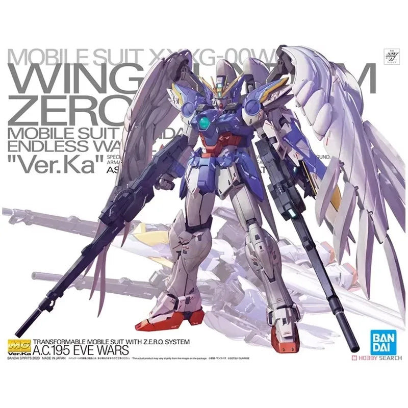 Bandai Original MG 1/100 XXXG-00W0 Wing Gundam Zero EW Ver.Ka Anime Action Figure Collectible Assembly Model Toys Gift Children