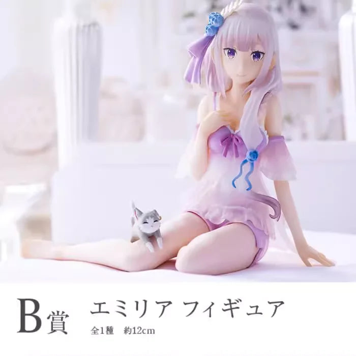 BANDAI Original Ichiban Kuji Re:Life in A Different World From Zero Emilia Rem Echidna  Action Figures Model Desktop Decoration