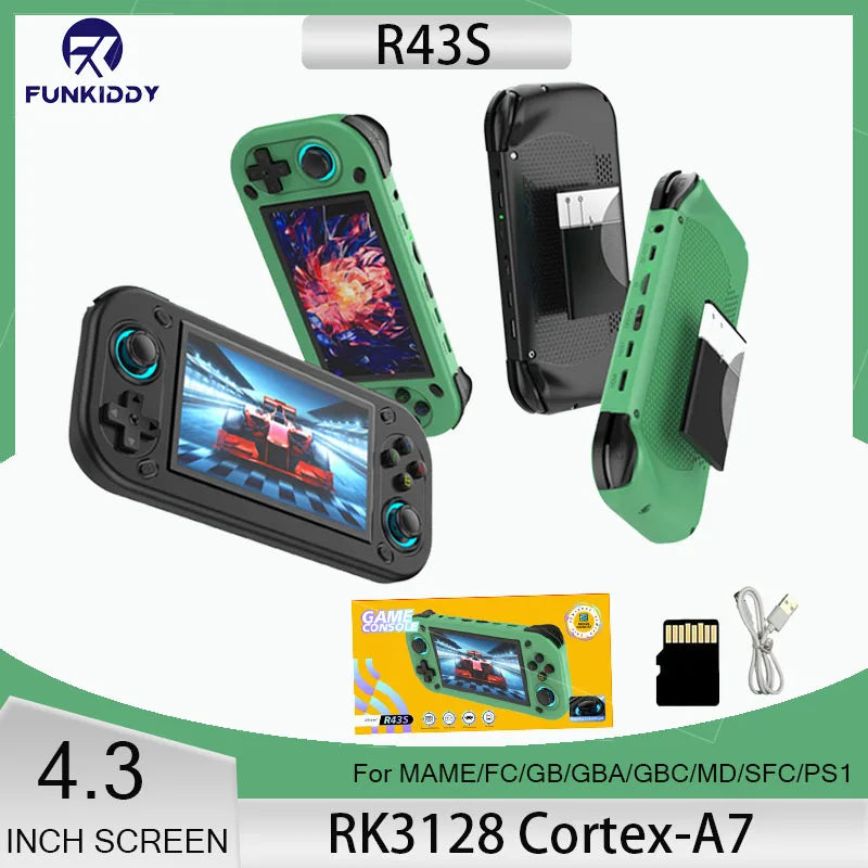2025 NEW R43S Retro Handheld Video Game Console Linux System 4.3 Inch Screen 1920*1080 Portable Pocket Video Player HDMI Out 64G