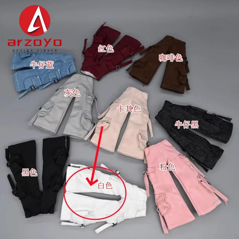1/12 Scale KPOP style Female Work Pants Hip Hop Trousers Decoration Clothes Model Fit 6'' Romankey  Soldier Action Figure Body