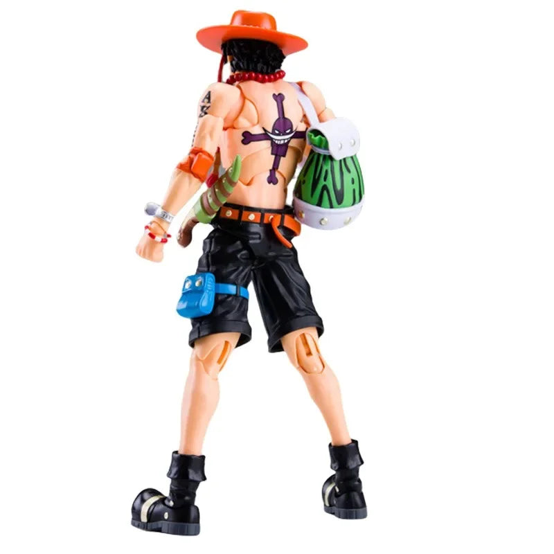 Bandai Genuine SHF ONE PIECE Portgas·D·Ace Anime Action Figure Joints Movable Collectible Model Toys Ornaments Gift Children