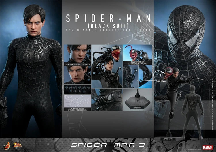 NEW Spot HOTTOYS HT 1/6 MMS728 Deluxe Edition 727 Spider-Man 3 Black Suit Movable 0922 Action Figure Collection Gfits