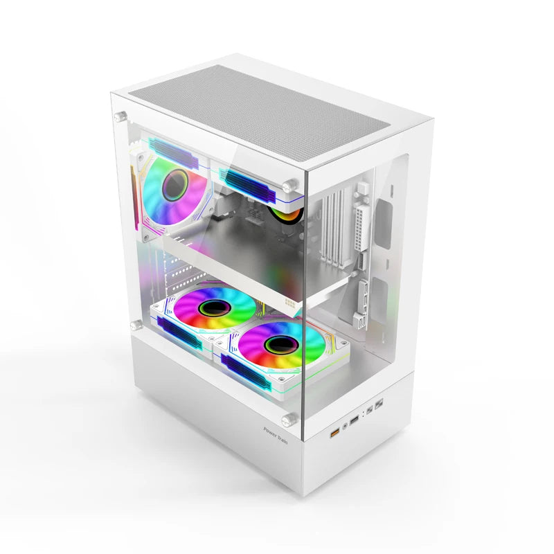 Power Train Illusionary Realm Computer Case M-ATX/ITX Seaview Room Side Transparent Desktop Chassis Support 240 Water Cooler