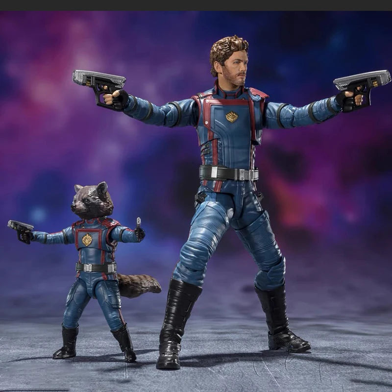 Original Bandai S.H.Figuarts Marvel Shf Star Lord Rocket Raccoon Guardians Of The Galaxy3 Action Figure Collection Gift
