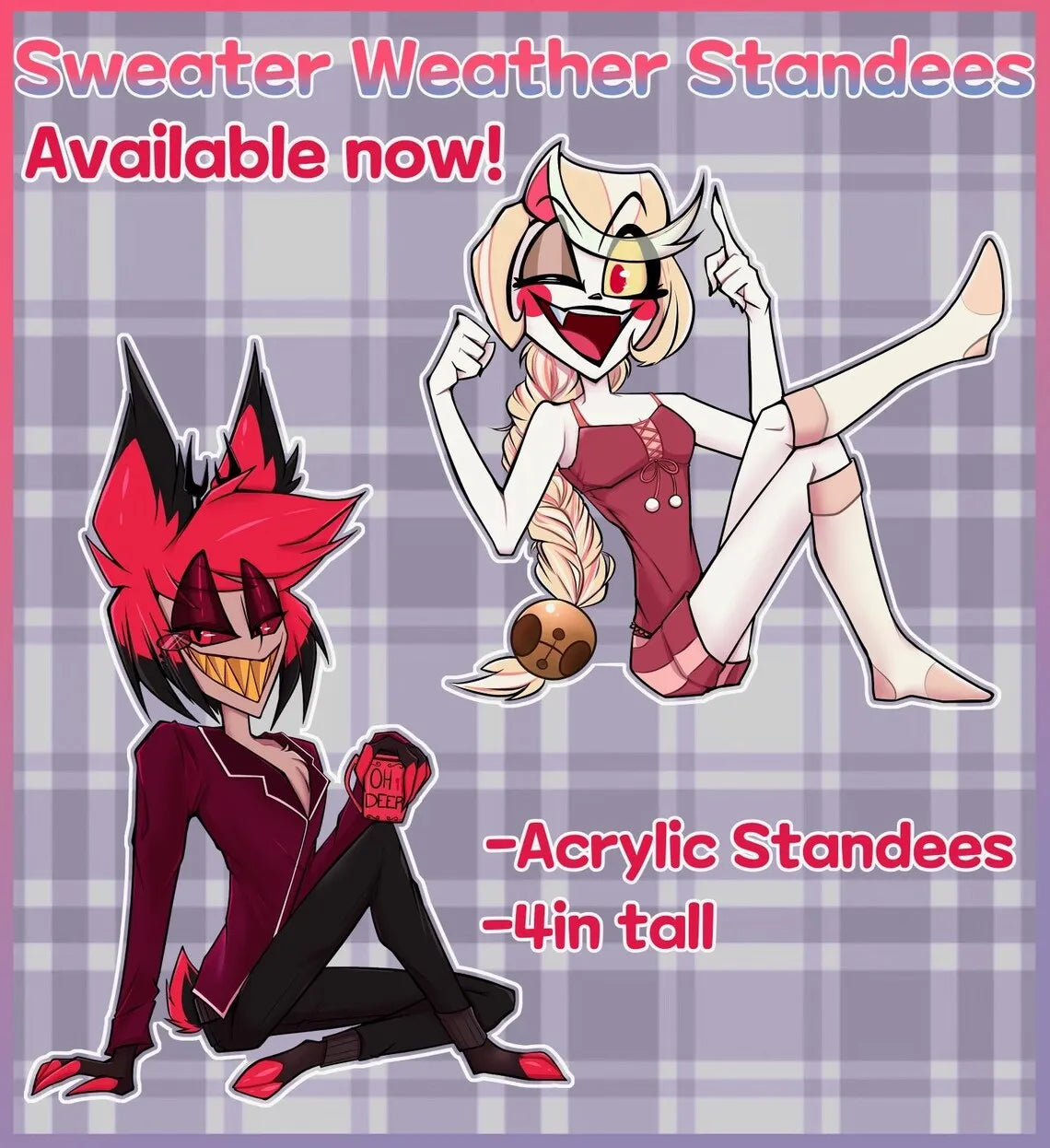 15Cm Creative Desktop Decorations Acrylic Standees for Hazbin Hotel Character Standing Plates Niffty Vaggie Charlie Husk Alastor