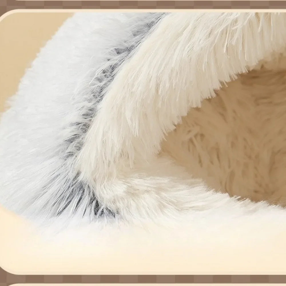 50 cm Plüsch-Haustierbett, weiches Katzenbett, bequemes Katzen-/Hundeschlafnest mit Bezug, runde Haustier-/Welpenmatratze, Katzen-/Hundeschlafnest