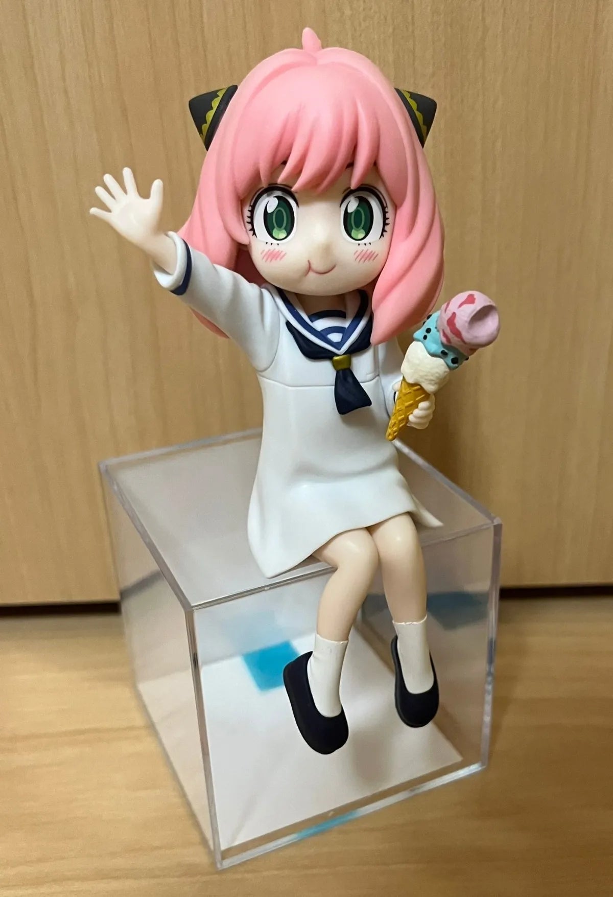 12CM Anime Spy × Family Anya Forger Figure Noodle Stopper Figure Summer Vacation Sailor Clothing Dress Up Model Toy Doll Acition