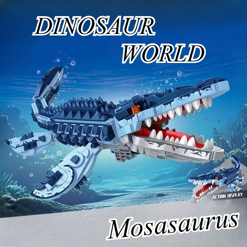 805PCS Cretaceous Marine Apex Predator Mosasaurus Building Block Model, DIY Ornament for Living Room & Bedroom, Perfect Holiday