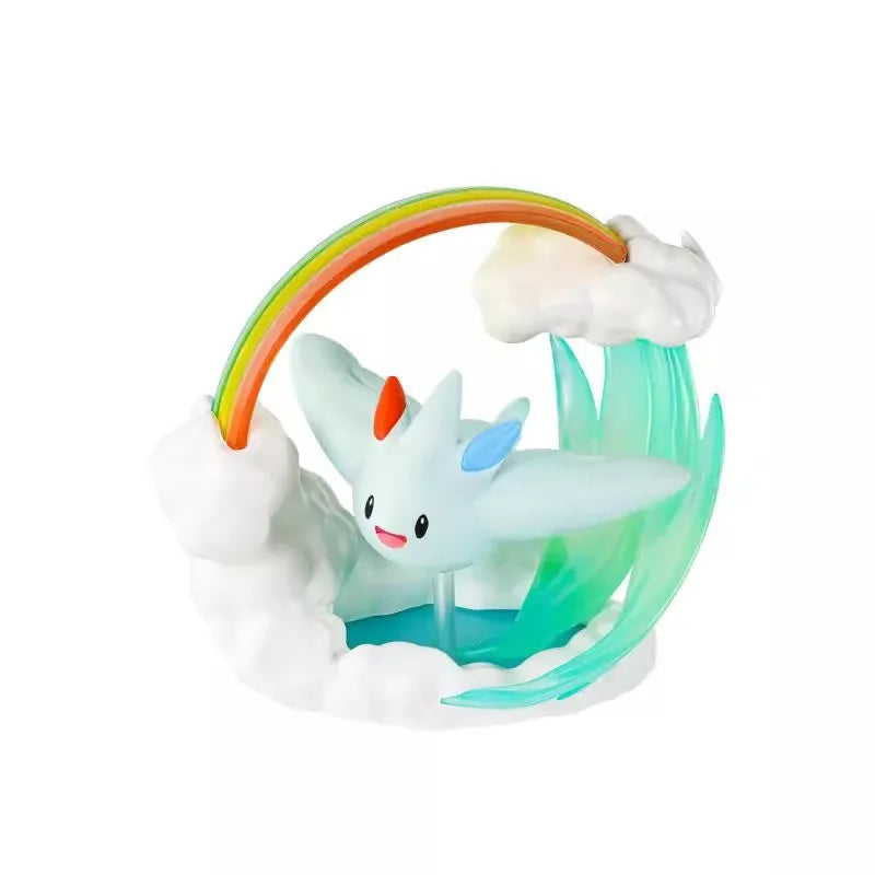 Anime Pokemon Circular Diorama Figure Pikachu Spheal Espeon Umbreon Togekiss Lapras Cute Model Decoration Children's Gifts